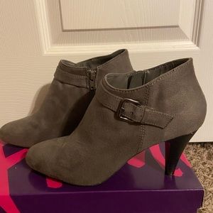 Grey Suede Ankle Bootie Heels
